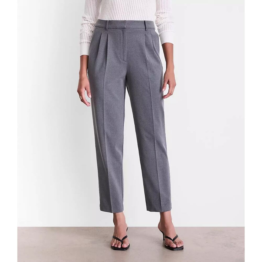 LOFT Seasonless‎ Stretch Double Pleat Taper Pants in Heather